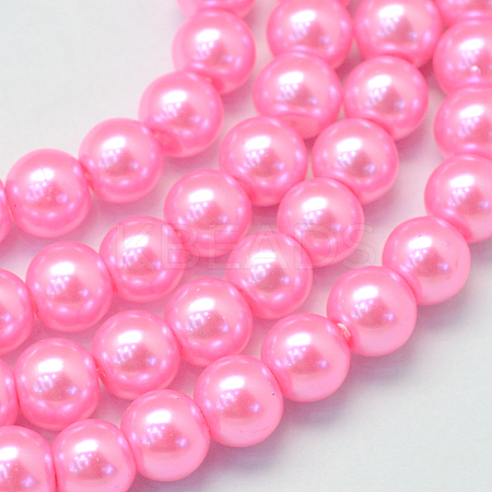 Baking Paint Pearlized Glass Pearl Round Bead Strands HY-Q003-10mm-68-1