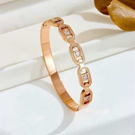 Oval 304 Stainless Steel Pave Cubic Zirconia Bangles FS-WG9D319-05-1