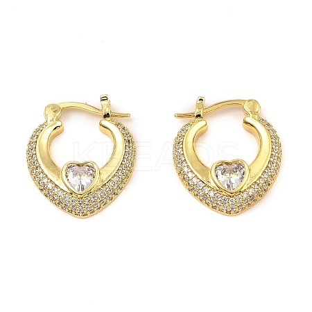 Brass with Cubic Zirconia Hoop Earrings EJEW-K254-05G-1