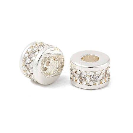 Brass Micro Pave Cubic Zirconia Beads KK-R219-24S-1