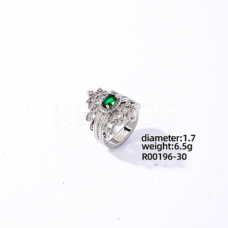 Brass Rhinestones Finger Rings for Women KK6620-4-1