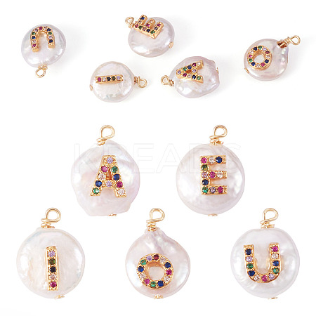 5Pcs 5 Styles Natural Cultured Freshwater Pearl Pendants PEAR-TA0001-30-1