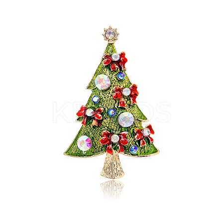 Christmas Tree Enamel Pin with Rhinestone LS-XMAS-PW0001-268-1