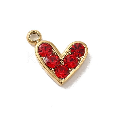 Golden Tone 304 Stainless Steel Rhinestone Charms STAS-L025-005G-06-1