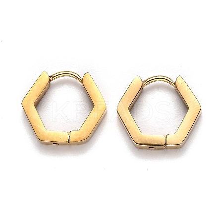 304 Stainless Steel Hexagon Huggie Hoop Earrings STAS-J033-03A-G-1
