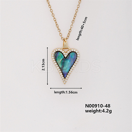Vintage Brass Micro Pave Cubic Zirconia Heart Pendant Necklace for Women MF6183-6-1