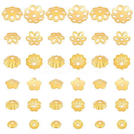 60Pcs 6 Styles 925 Sterling Silver Beads Caps STER-PH0001-76-1