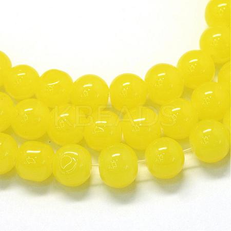 Baking Paint Imitation Jade Glass Round Bead Strands DGLA-Q021-10mm-24-1