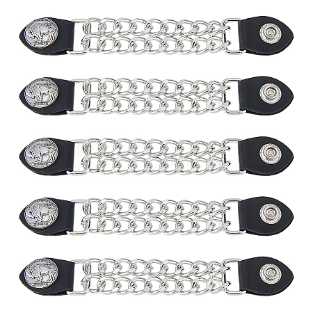 5Pcs Alloy & Imitation Leather Waistcoat Extension Chain FIND-FH0008-85B-1