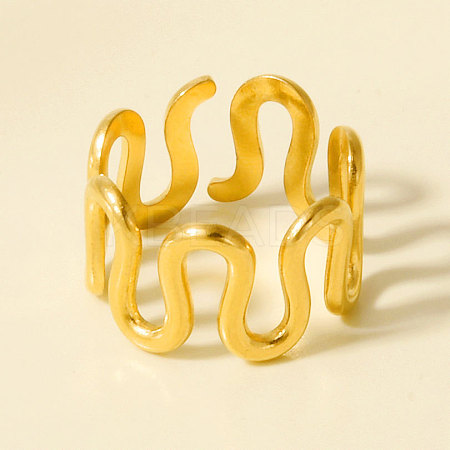 Geometric 304 Stainless Steel Adjustable Cuff Open Rings for Women WL5945-2-1