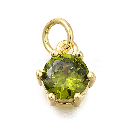 Brass Pave Cubic Zirconia Pendants KK-V002-23G-03-1