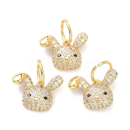 Brass Micro Pave Clear Cubic Zirconia Pendants ZIRC-L091-090G-1