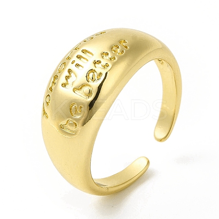 Word Tomorrow Will Be Better Brass Open Cuff Ring for Women RJEW-H120-04G-1