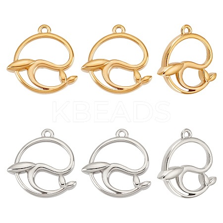 8Pcs 2 Colors Ion Plating(IP) 304 Stainless Steel Pendants STAS-UN0045-45-1