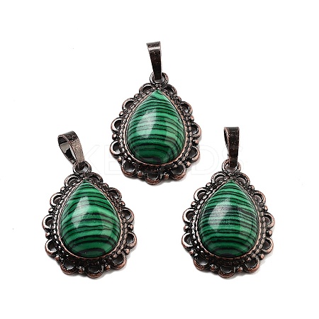 Synthetic Malachite Teardrop Pendants G-K363-01R-23-1