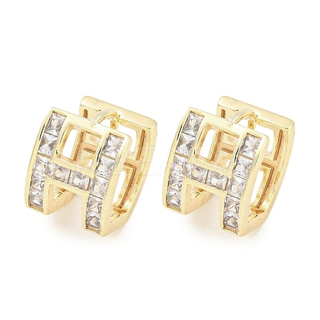 Brass Micro Pave Clear Cubic Zirconia Earrings EJEW-S228-08G-1
