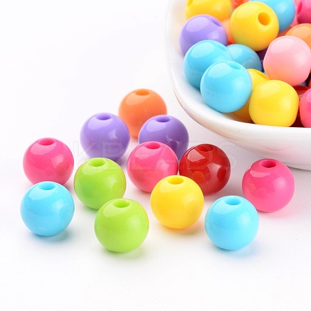 Mixed Color Acrylic Jewelry Beads X-PAB704Y-1