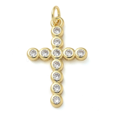 Rack Plating Brass Micro Pave Cubic Zirconia Pendants KK-K392-17B-G-1