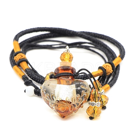 Baroque Style Heart Handmade Lampwork Perfume Essence Bottle Pendant Necklace LS-PW-WG42346-08-1