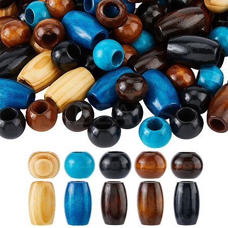 150Pcs 10 Styles Wood European Beads WOOD-FH0002-32-1
