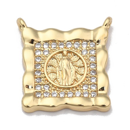 Brass Micro Pave Clear Cubic Zirconia Pendant Link ZIRC-A013-36G-1