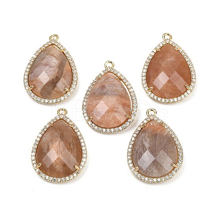 Natural Sunstone Faceted Pendants G-K347-12G-05-1