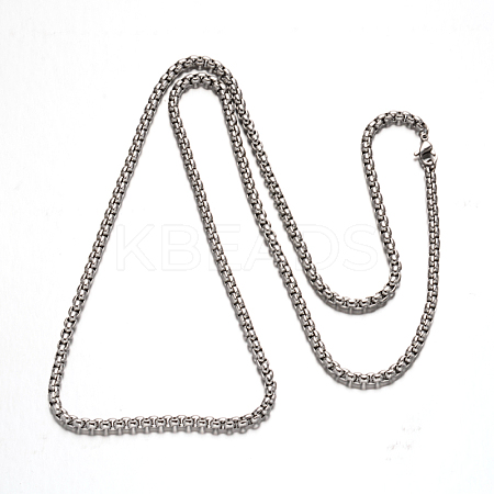 304 Stainless Steel Box Chain Necklaces NJEW-H421-1-1