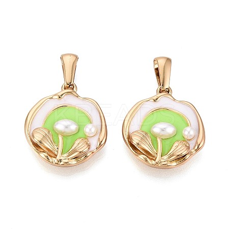 304 Stainless Steel & Enamel & ABS Imitation Pearl Pendants STAS-T072-89A-G-1