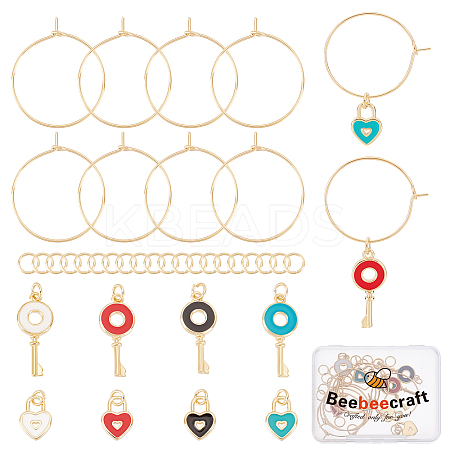 DIY Heart Padlock & Key Wine Glass Charm Making Kit DIY-BBC0001-18-1