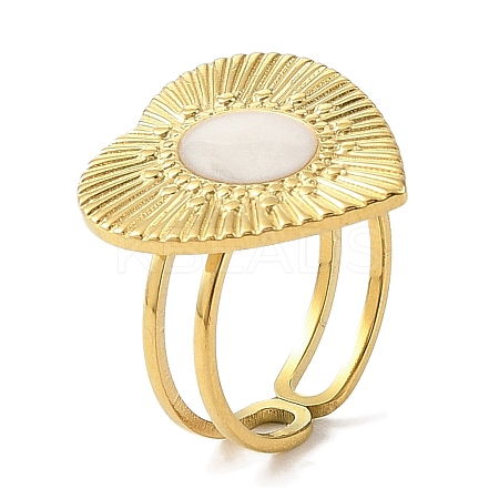 Ion Plating(IP)  304 Stainless Steel Enamel Open Cuff Rings for Women RJEW-F166-52G-01-1