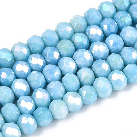 Anti-Tarnish Electroplate Rondelle Glass Beads Strands EGLA-T021-4mm-17-09-1