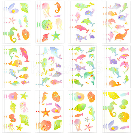 36Pcs 2 Style PVC Waterproof Self-Adhesive Picture Stickers STIC-SP0001-09A-1