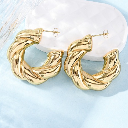 Twist C-Shaped 304 Stainless Steel Stud Earrings for Women EJEW-A125-04G-1