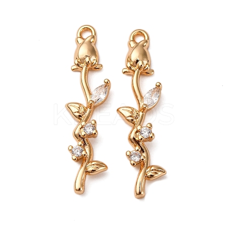 Brass Micro Pave Clear Cubic Zirconia Pendants KK-Z112-43G-1
