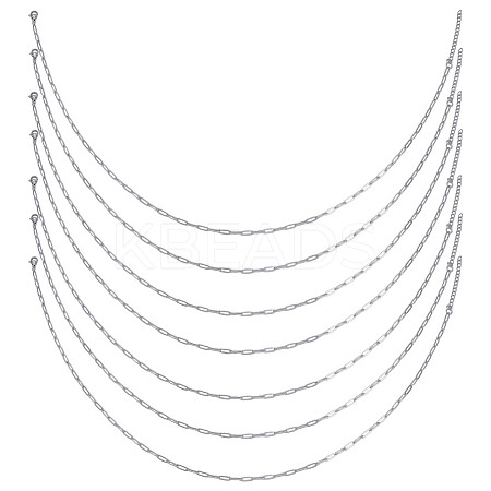 12Pcs 667 Stainless Steel Paperclip Chain Necklaces for Women Men NJEW-NB0001-23-1