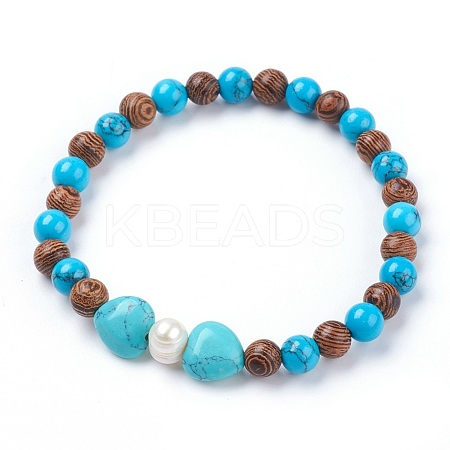 Synthetic Turquoise(Dyed) Stretch Bracelets BJEW-JB03747-01-1