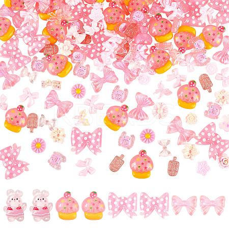180Pcs Opaque & Transparent Resin Cabochons RESI-SP0001-30-1