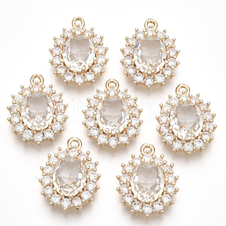Transparent Faceted Glass Pendants X-GLAA-R212-15F-1