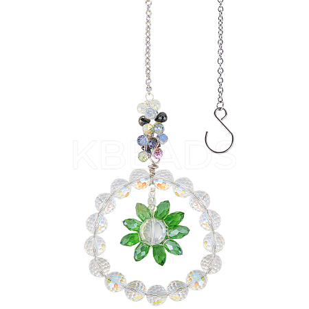 1Pc Flower Glass Car Hanging Decoration HJEW-SP0001-11C-1