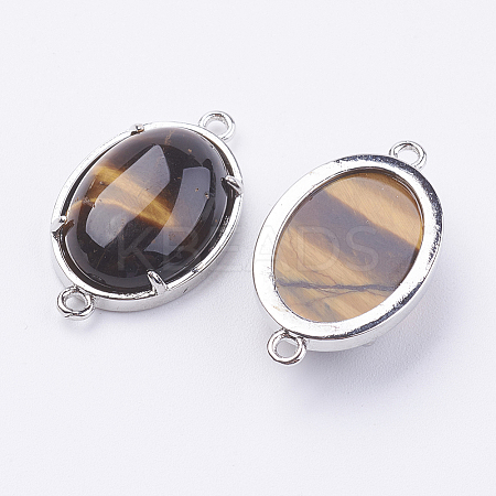Brass Natural Tiger Eye Links connectors LS-G-E398-03N-1
