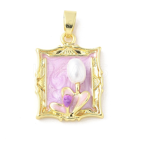 Brass Enamel Pendants KK-Z101-09G-D01-1