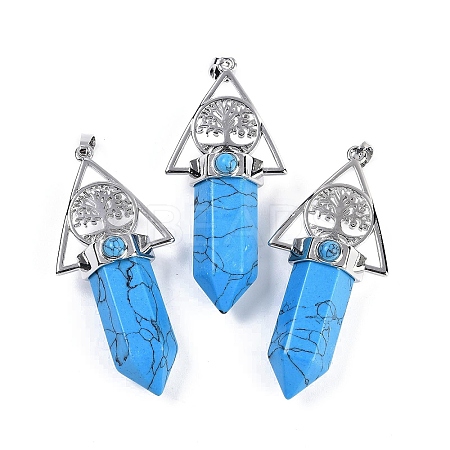 Dyed Synthetic Turquoise Faceted Pointed Bullet Big Pendants G-H076-02P-07-1