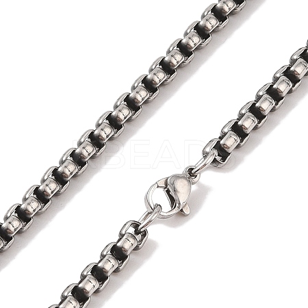 304 Stainless Steel Box Chain Necklaces NJEW-K378-17B-AS-1