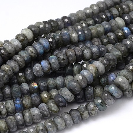 Natural Labradorite Rondelle Bead Strands G-O095-05-G-1