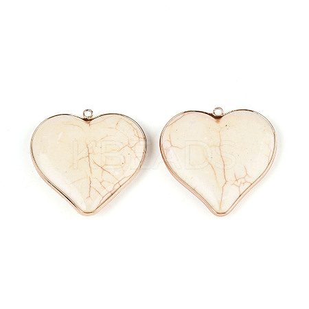 Synthetic Howlite Heart Pendants TURQ-T004-30B-1