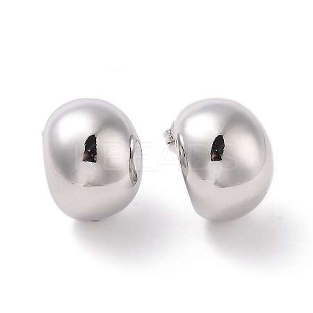 Brass Half Round Stud Earrings X-EJEW-G315-07P-1