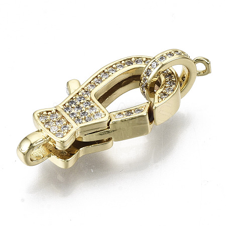 Brass Micro Pave Clear Cubic Zirconia Lobster Claw Clasps KK-N227-49G-NF-1