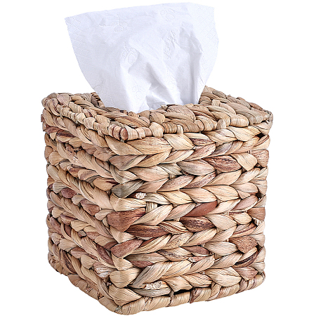 Raffia Woven Tissue Box AJEW-WH20011-02-1