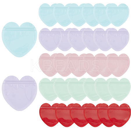 100Pcs 5 Colors Heart Jewelry Zip Top Bag FIND-SP0003-87-1