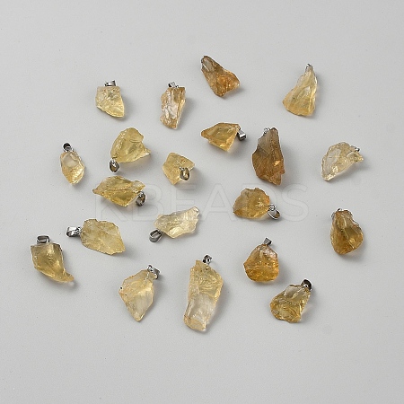 Raw Rough Natural Citrine Pendants G-WH0018-060-1